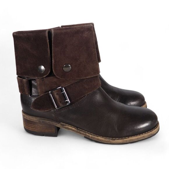 Clarks Volara Sky Fold Over Leather Suede Ankle Boots Brown Women's 8 - Picture 4 of 11